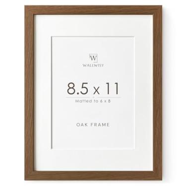 Imagem de Moldura de madeira maciça de carvalho 21 x 28 cm com tapete para 15 x 20 cm (tamanho de abertura 14 x 19 cm), molduras de carvalho natural 29 x 21 cm para exibição de parede e mesa, (conjunto de 1