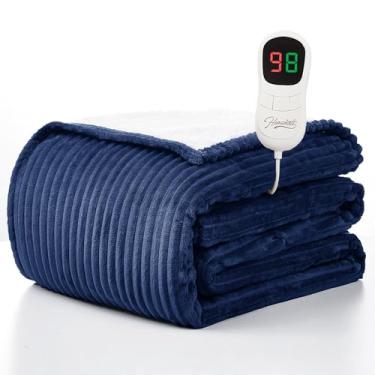 Imagem de Homemate Cobertor elétrico aquecido tamanho completo - 183 cm x 213 cm cobertor de aquecimento tamanho completo 1/2/4/6/8 horas desligamento automático 10 níveis de calor proteção contra