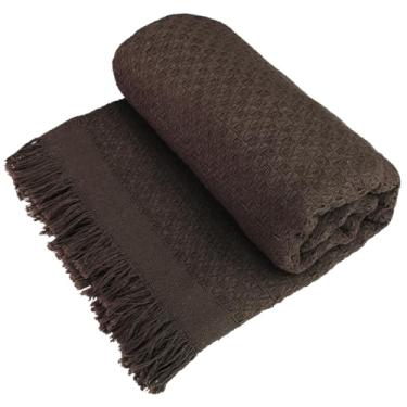 Imagem de Manta Para Sofá Algodão Decorativa - Capa De Sofá Protetora(Marrom,2 Peças)