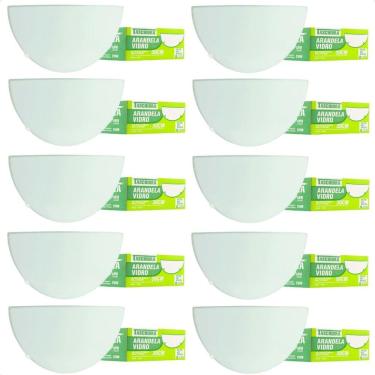 Imagem de Kit 10 Arandelas Taschibra Jurerê Vidro Meia Lua E27 Bivolt