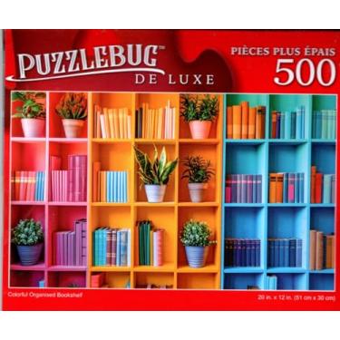 Imagem de Colorful Organized Bookshelf - 500 Pieces Deluxe Jigsaw Puzzle for Adults 16 +