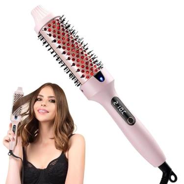 Imagem de Escova térmica 38 mm barril volumizante escova de cabelo quente cerâmica ferro de cachos iônico brilho suave redondo aquecido quente volume solto