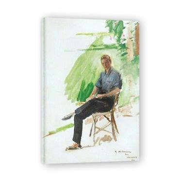 Imagem de Impressão em tela Study On A Garden Chair John Lavery Irish Realist Portrait & War Scenes – Arte de parede vintage para casa emoldurada 20 x 30 cm