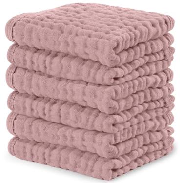Imagem de Comfy Cubs Pacote com 6 toalhas de musselina para bebês – panos macios de 6 camadas de algodão para peles sensíveis – 25,4 x 25,4 cm, grandes, delicados, absorventes essenciais para recém-nascidos e