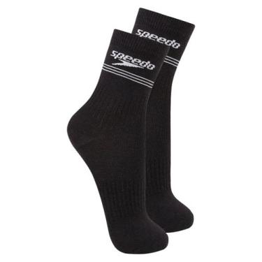 Imagem de Kit com 2 Pares de Meias Esportiva Cano Médio Speedo 8030, Preto, 33-3