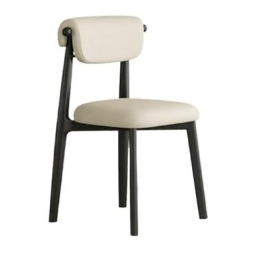 Imagem de Cadeira de jantar ergonômica com couro resistente a arranhões e enchimento de espuma de alta densidade (branca)