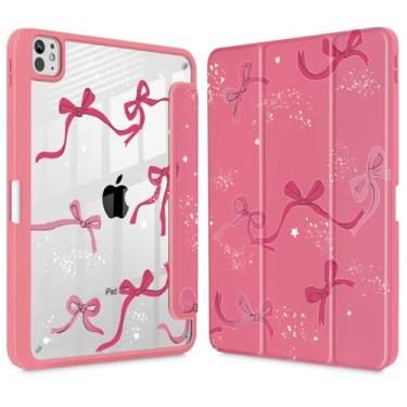 Imagem de Tuiklol Capa para iPad Pro de 11 polegadas (M4) 2024 5ª geração, porta-lápis embutido com proteção traseira transparente, suporte de três dobras, hibernar/despertar automático. Modelo: A2836/A2837