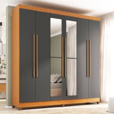 Imagem de Guarda-roupa Casal com Espelho Apolo Freijó / Grafite