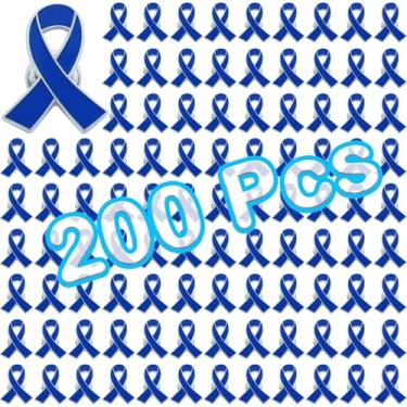 Imagem de 200 peças de alfinetes de conscientização do câncer de cólon e sobrevivente de abuso infantil em massa próstata azul