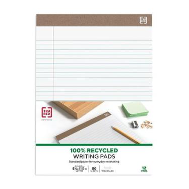 Imagem de Blocos de notas STAPLES TRU RED Wide Ruled 8,5 x 11,75" 50 folhas