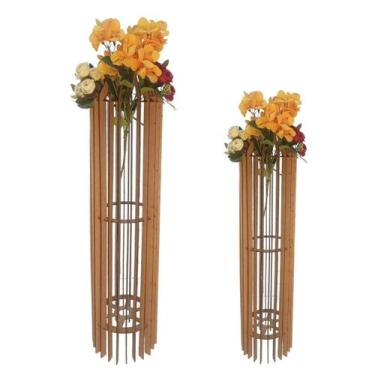 Imagem de Vaso de Chão Decorativo Grande MDF PENEDO - LENOBRE, MDF CRU, Kit com 