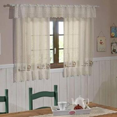 Imagem de Cortina Renda Cozinha 2,00 Lag. X 1,20M Alt Cofee Café Creme - Interla