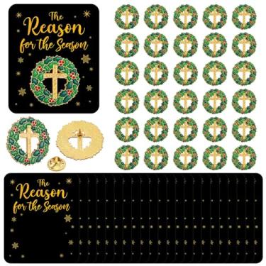 Imagem de Trnayi Conjunto de 30 alfinetes Trust in the Lord with All Your Heart no cartão a granel presente de coração religioso para presente de escola dominical da igreja, banhado a ouro, liga metálica, papel