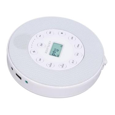 Imagem de Leitor de CD Portátil, Leitor de CD Recarregável de 2000mAh Com Alto-falante, Compacto Anti-salto à Prova de Choque Com Suporte para Gravação Em Microfone Embutido USB