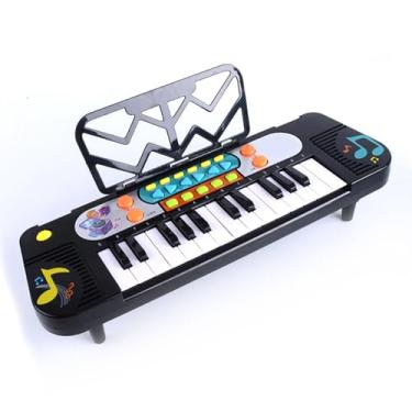 Imagem de Zhjvihx Teclado Eletrônico, Vários Modos Chaves Padrão Bateria, Alimentada por Plástico, Alojamento Plástico Portátil Tamanho Compacto de Piano Elétrico para Aprendizado de Instrumentos (25 teclas