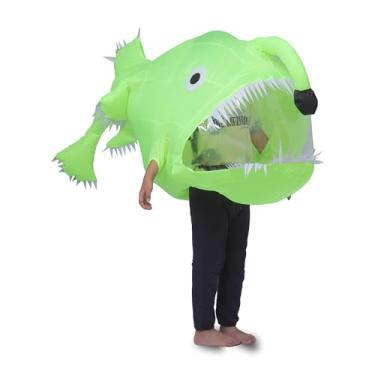 Imagem de jolinov Fantasia inflável de peixe, pescador, tubarão, fantasia de peixe para adultos, fantasias infláveis (verde, adulto)