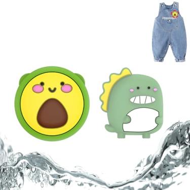 Imagem de Dingfeiyu Capa oculta para Apple AirTag, capa protetora com pino, capas de rastreador GPS para crianças, idosos, coleira de animais de estimação, roupas, mochilas, bagagem (dinossauro 3D verde +