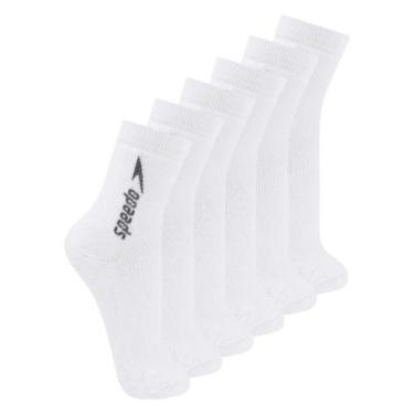 Imagem de Kit com 6 Pares de Meias Esportiva Cano Médio Speedo 8032, Branco, 33-