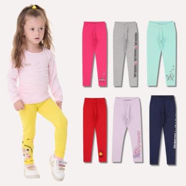Imagem de Kit Sortido de 5 Calças Leggings de Cotton para Meninas Roupa Infantil