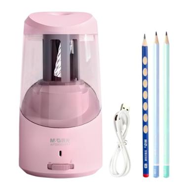 Imagem de M&G Apontador de lápis elétrico, apontador de lápis automático portátil operado por USB para lápis de 6 a 8 mm para crianças, escola, casa (rosa)