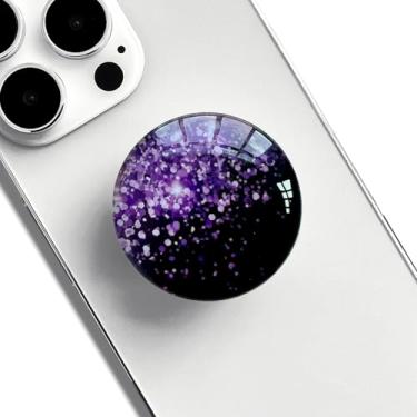 Imagem de WUYULB Suporte De Celular Expansível E Dobrável Com Glitter Cristal Transparente Para Smartphones Tablets (Roxo Escuro Noturno)