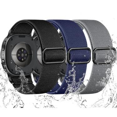 Imagem de Maledan Pulseira masculina para Samsung Galaxy Watch 8/Galaxy Watch 8 Classic e feminina, pacote com 3 pulseiras esportivas de tecido de nylon macio elástico, respirável e impermeável para Samsung