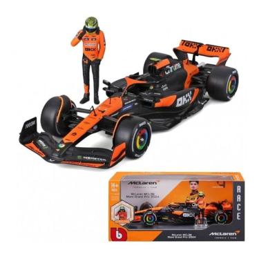 Imagem de Miniatura Bburago McLaren F1 MCL38 Miami Grand Prix 2024 Lando Norris 4 1/24 c/ Boneco