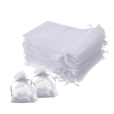 Imagem de Saquinhos de Organza Branco para Lembrancinhas, 50 Unidades, Embalagem para Joias e Presentes (Branco, 9X12)