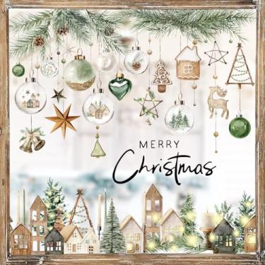 Imagem de Whaline Adesivos de janela de Natal adesivos de janela de casa de fazenda adesivos de vidro grandes dupla face para decoração de casa sala de aula escritório festa