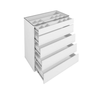 Imagem de Cômoda Quarto Belize 5 Gavetas E Tampo De Vidro Branco
