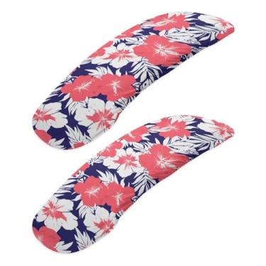 Imagem de SAJJWHHR Capas de descanso de braço para cadeira de escritório com estampa de flores de hibisco, capas removíveis para apoio de braço para cadeira de computador, capas duráveis para descanso de braço