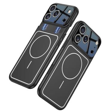 Imagem de FWYANZH Capa magnética para iPhone 17 Pro Max/17 Pro, cor de emenda PC carregamento sem fio fina capa de proteção antiqueda, preta, 17 Pro Max