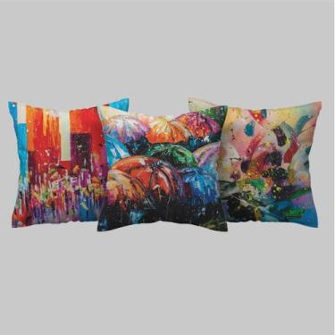 Imagem de Kit 3 Capas Almofadas Decorativas Pintura Aquarela 40x40 - DECORANDO E
