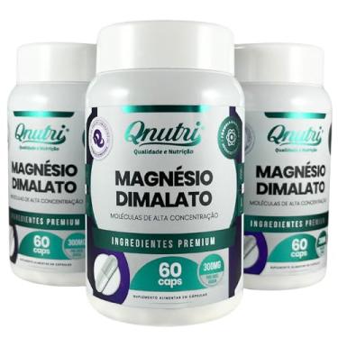 Imagem de Kit 3 Magnésio Dimalato 300mg 60 Cápsulas Suplemento Mineral Sem Glúten Qnutri