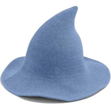 Imagem de Chapéu de bruxa Leuceiy de lã de Halloween para mulheres de aba larga