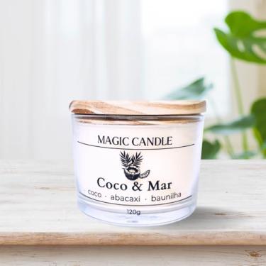 Imagem de Vela Aromática Perfumada COCO & MAR 120 Gramas I 25 horas I Magic Candle I Cera Vegetal I Essência Premium