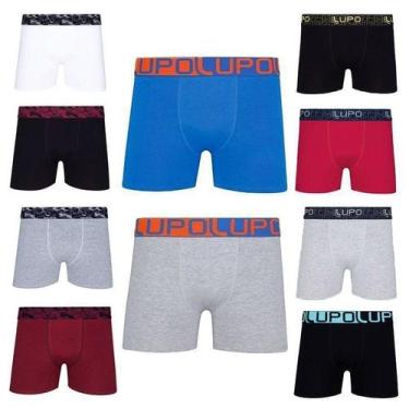 Imagem de Cueca algodão boxer masculina adulto Kit 10 Lupo , Branco, P
