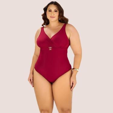 Imagem de Maio Praia Modelador Banho De Mar Zero Barriga Plus Size, Marsala, 54