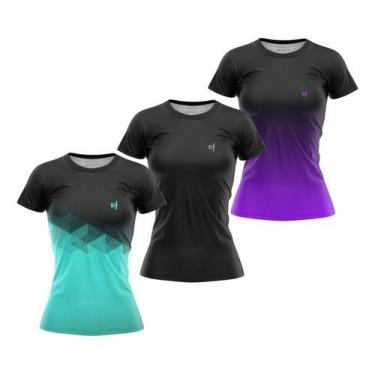 Imagem de Kit 3 Blusa Feminina Fitness Roupa Academia Treino Ginástica - Efect, 