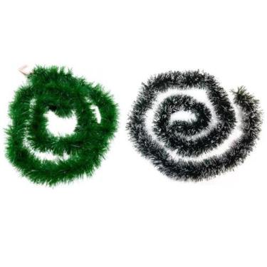 Imagem de Kit 6 Festão De Natal Verde Nevado Decoração Luxo 2m x 8cm - Rio Maste