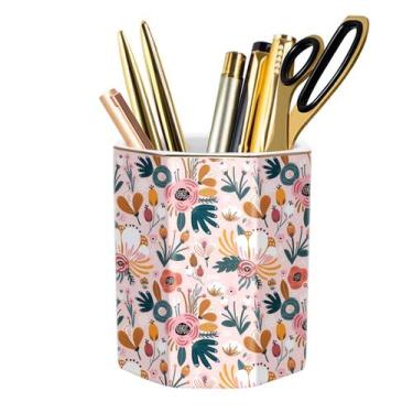 Imagem de Porta-lápis floral de cerâmica Caddy WAVEYU 10x8 cm rosa