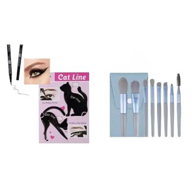 Imagem de Kit Maquiagem Profissional, Delineador Matte 24h à Prova d'Água, Molde Delineado 10 em 1, 8 Pincéis com Estojo
