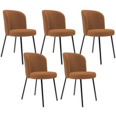 Imagem de Kit 5 Cadeiras Sala De Jantar Estofada Gavi L02 Bouclê Terracota - Lya