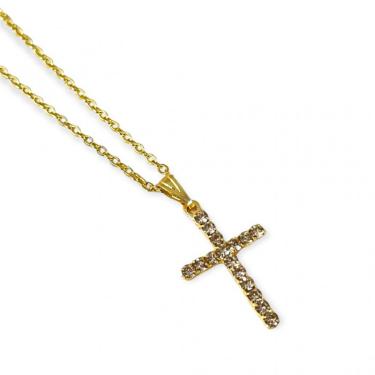 Imagem de Colar Corrente Pingente Crucifixo 2,5 cm Dourada