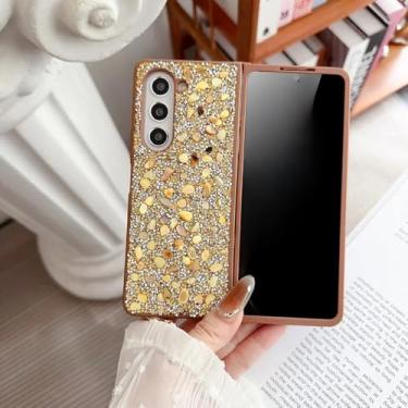 Imagem de Capa protetora para Galaxy Z Fold6 com glitter e diamantes brilhantes, TPU com bordas macias (para Galaxy Z Fold6/amarelo)