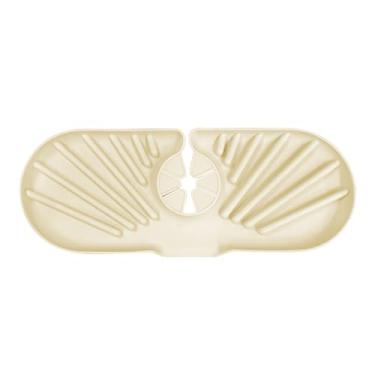 Imagem de Protetor de respingos de pia antiderrapante tapete de torneira coletor de respingos de silicone para pia bandeja coletora de gotejamento cozinha banheiro verde abacate (cor chá de leite)