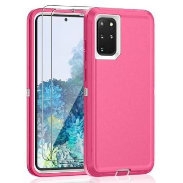 Imagem de Jshru Capa para Samsung Galaxy S23 com [2 unidades] protetor de tela HD, [grau militar] à prova de choque à prova de poeira/queda, 3 camadas, capa resistente para Galaxy S23 5G, rosa