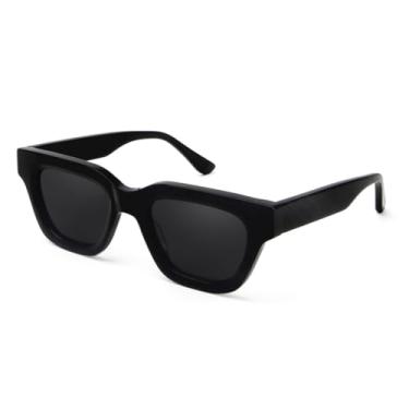 Imagem de HCHES Óculos de sol de acetato feminino polarizado punk masculino vintage uv400 (preto)