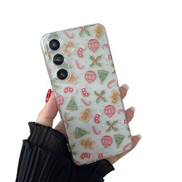 Imagem de ZTOFERA Capa transparente de Natal para Samsung Galaxy S24 FE 6,7 polegadas, linda capa de telefone com estampa de Feliz Natal, presentes de silicone translúcido rígido PC + TPU bumper capa protetora