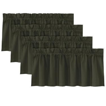 Imagem de H.VERSAILTEX 100% cortina blackout sanefa para janelas 4 painéis com isolamento térmico bolso para varão pequena saia curta para cozinha, café, banheiro, sala de estar, quarto, lavanderia, oliva, 132